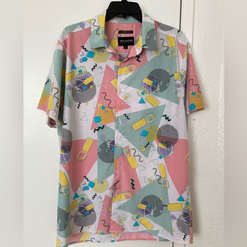 Drill Clothing Co. Retro Geo Button Up Men’s Large Pastel